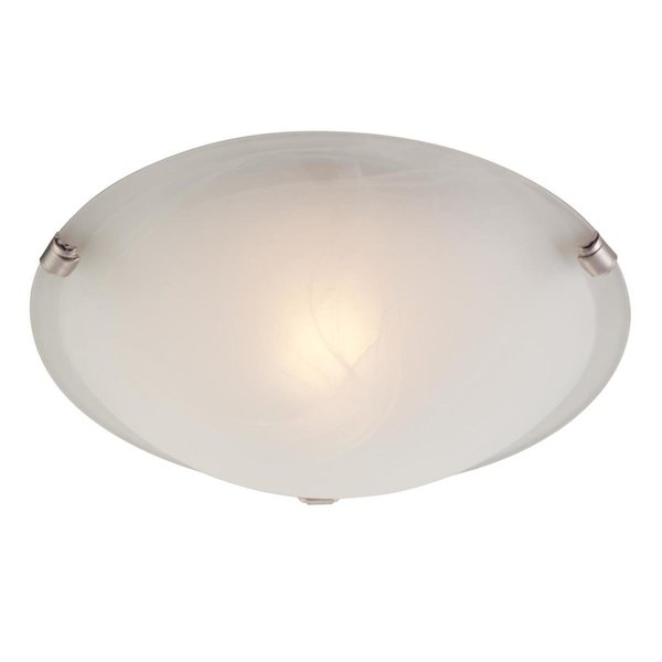 Westinghouse Fixture Ceiling Flush-Mount 60W Trad 12In Brush Nickel White Alabaster Glass 6629700